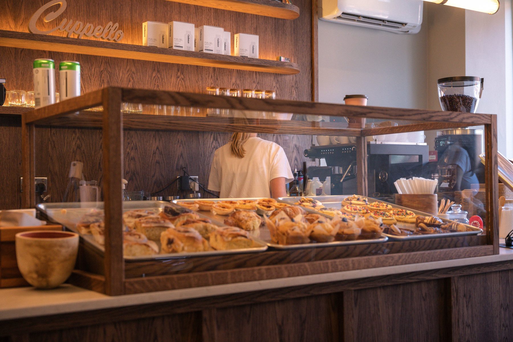Bespoke coffee shop fit-out Manchester — Cuppellos by Hafferty Interiors