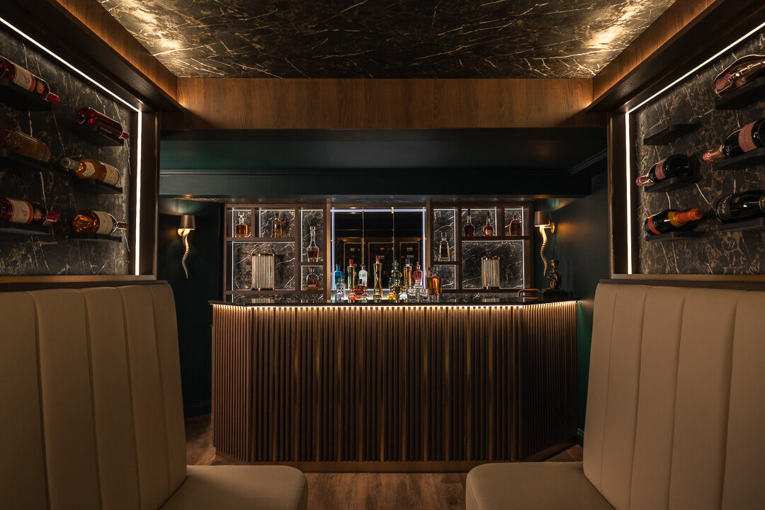 Bespoke contemporary home bar Worsley Greater Manchester — Hafferty Interiors